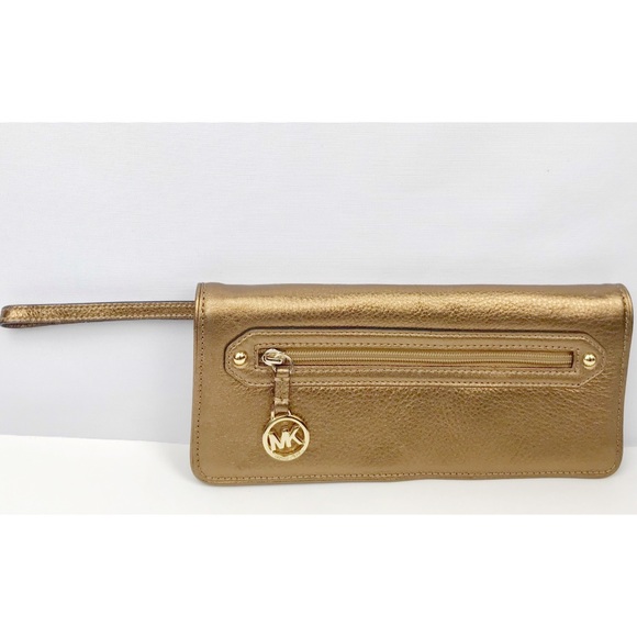 Michael Kors Metallic Bronze Leather Wristlet NWOT - Picture 2 of 7
